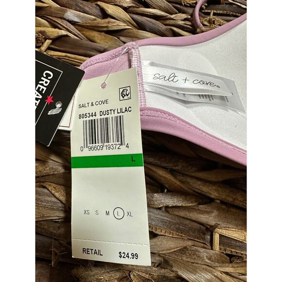 Salt Cove Juniors Women' Molded‎ Push-Up Triangle Dusty Violet Swim Bikini Top L - Picture 4 of 6